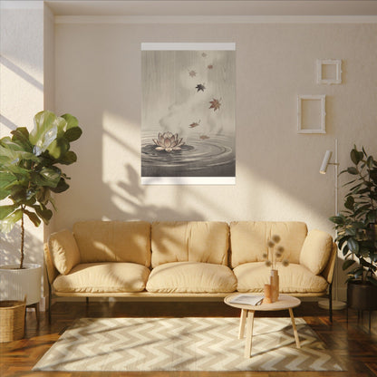 Lotus Flower Canvas Art | Autumn Zen Ukiyo E Inspired Art