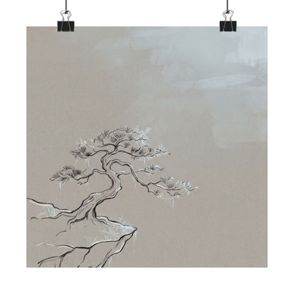 Ma Pine Tree Wall Art Print - Japandi Minimal Line Art Print