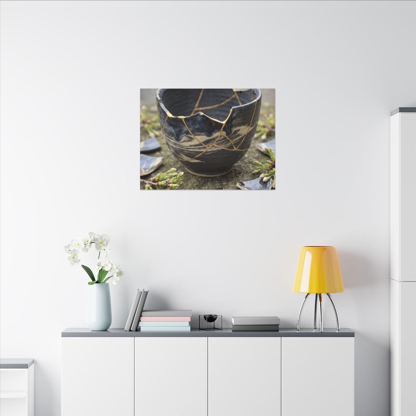 Datsuzoku Ceramic Bowl Canvas Art - Kintsugi Gold Repair