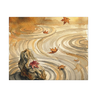 Autumn Rock Garden Watercolor Canvas Art | Neutral Decor