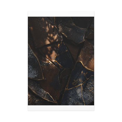 Fukinsei Broken Pottery Canvas Art - Dark Japandi Dark Texture