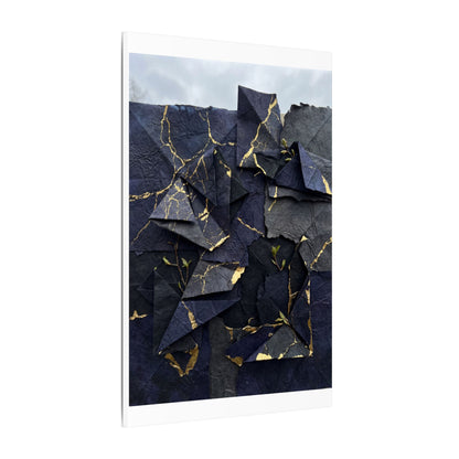 Beautiful Paper Fold Canvas Art - Crackle Gold Kintsugi