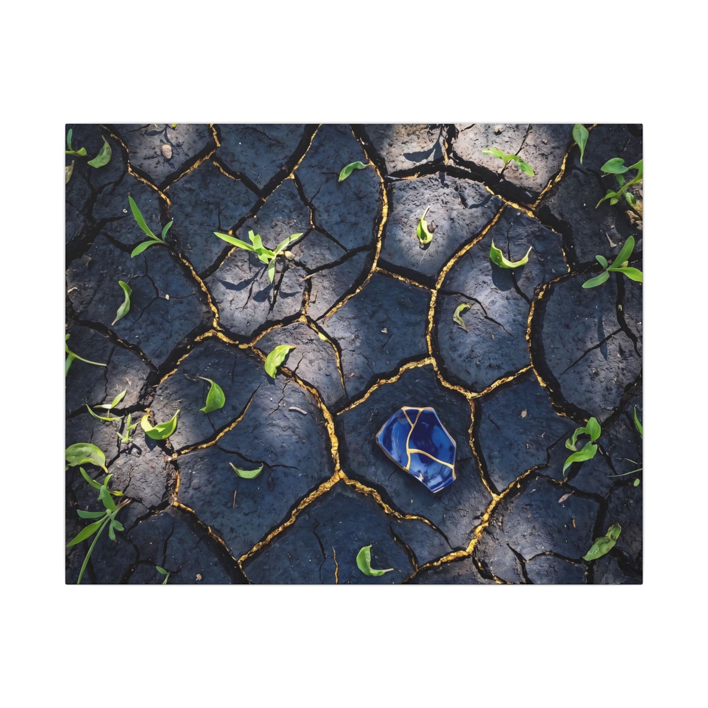 Cracked Earth Canvas Art | Spring Dark Japandi Moody Minimal Art Art Print