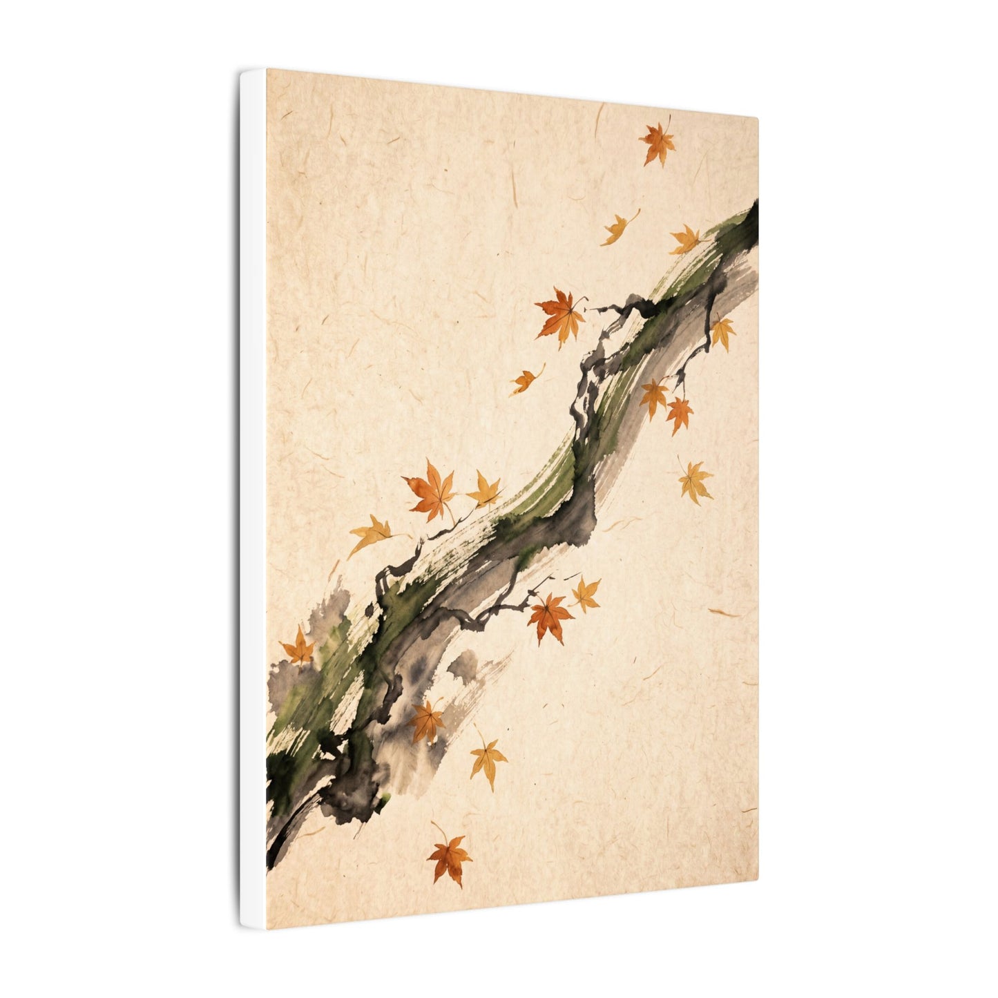 Ink Brushstroke Autumn Canvas Art | Zen Calm Design