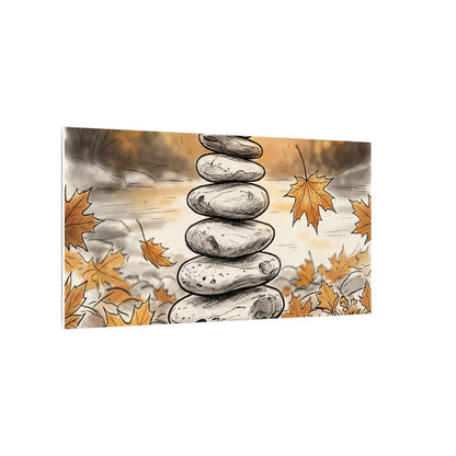 Earthy River Stones Canvas Art - Minimal Line Japandi