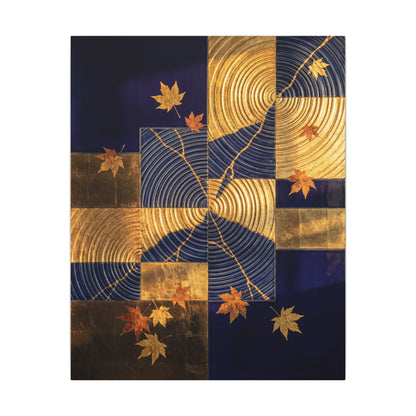 Autumn Water Ripple Crackle Gold Canvas Art | Artful Decor