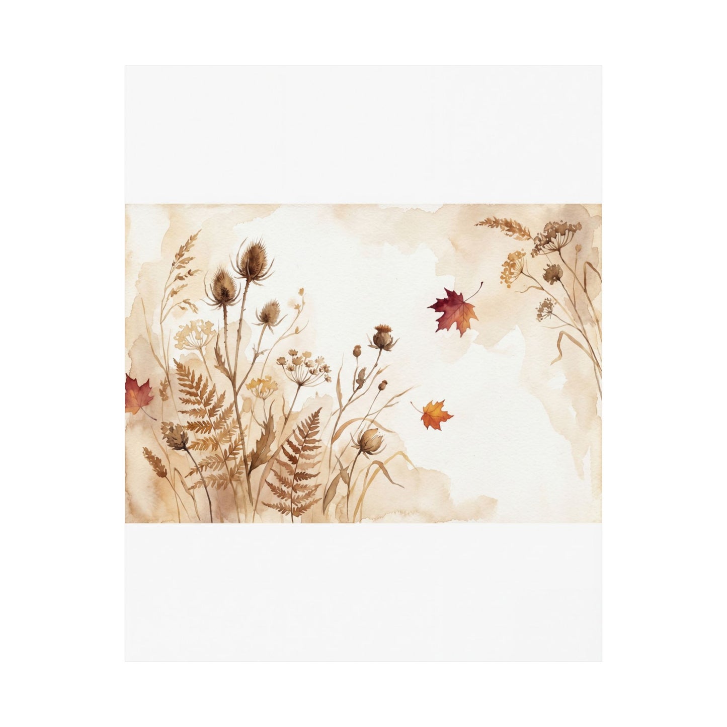 Dried Flowers Wall Art Print | Autumn Japandi Watercolor Art