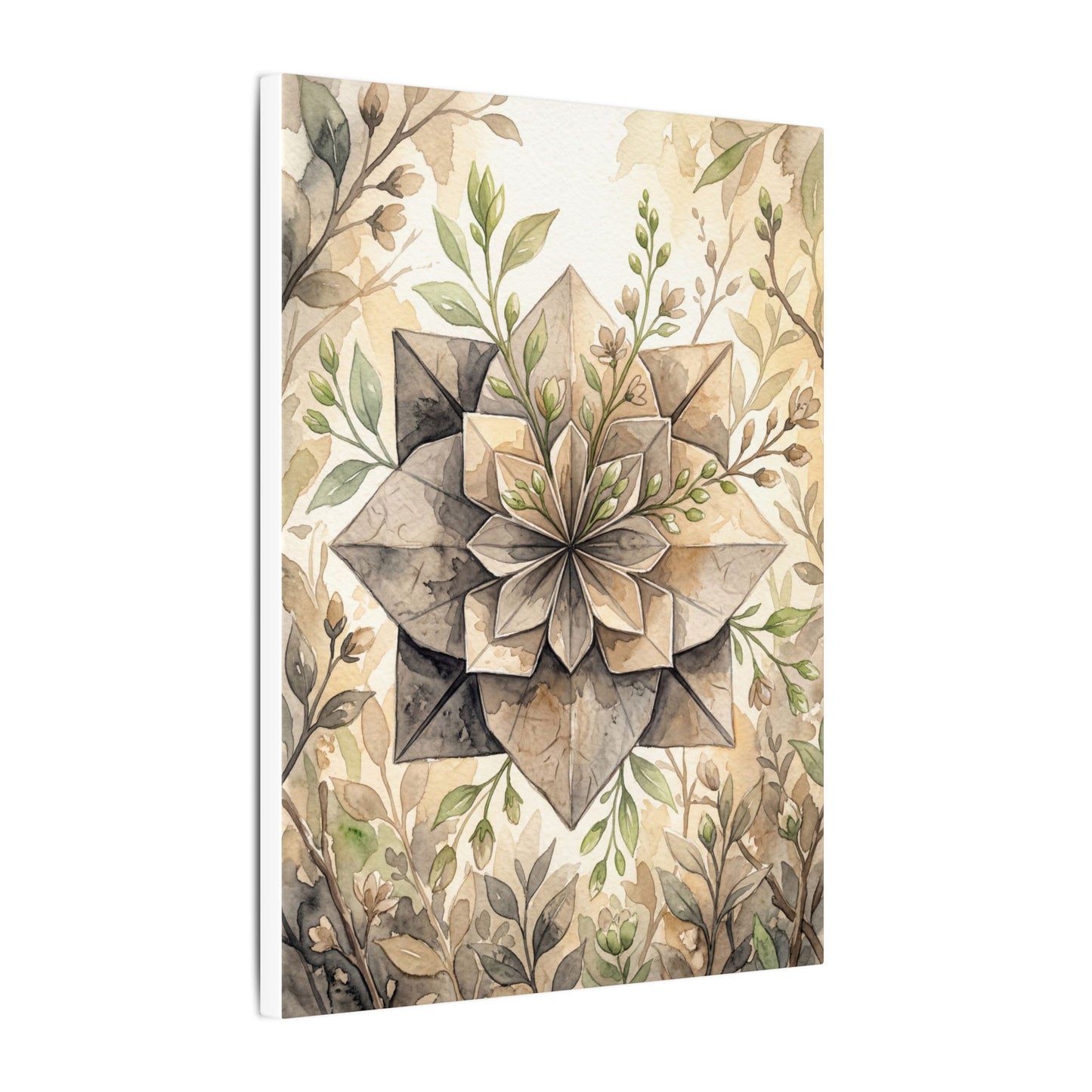 Warm Paper Fold Canvas Art - Watercolor Japandi