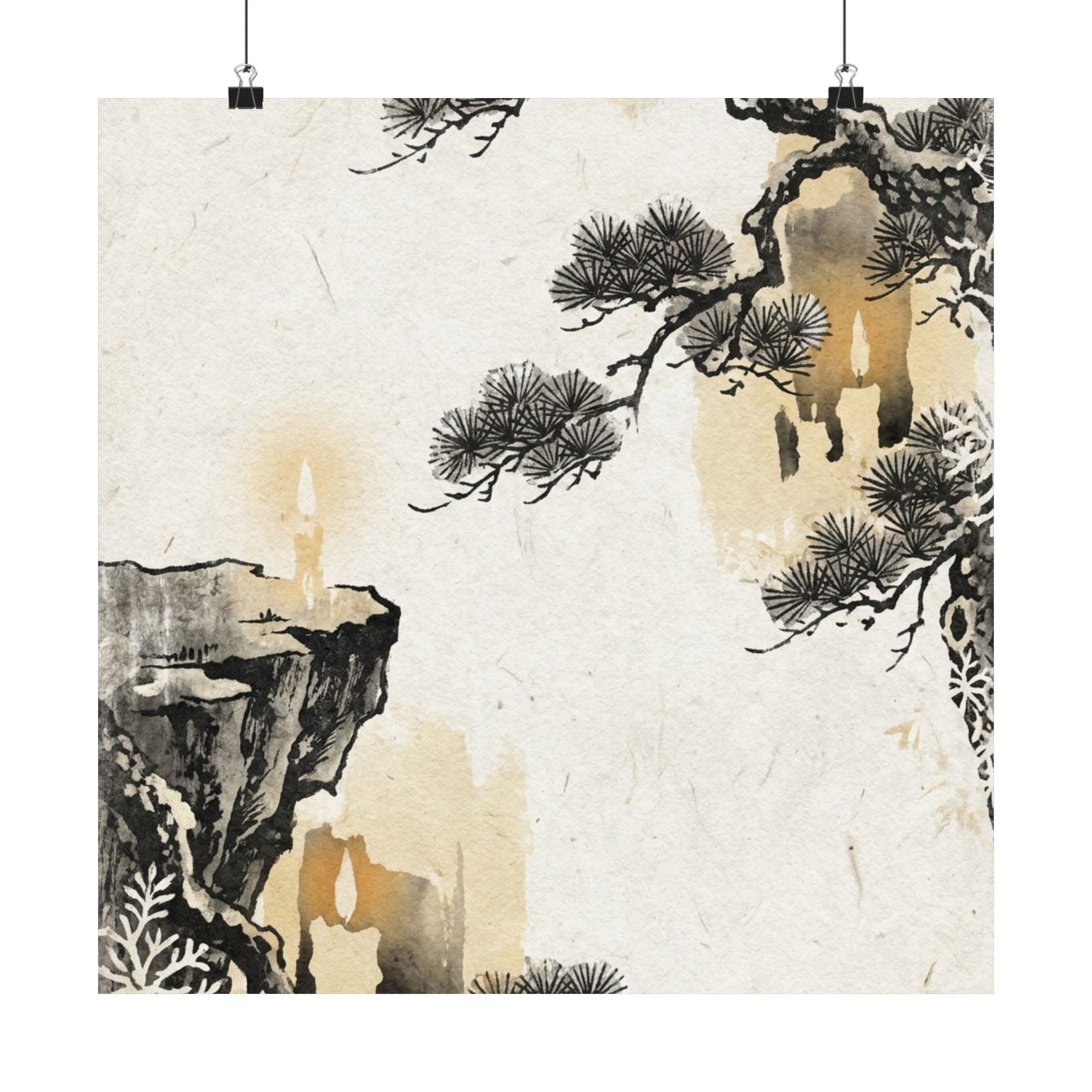 Ma Pine Tree Wall Art Print - Japandi Japanese Pattern