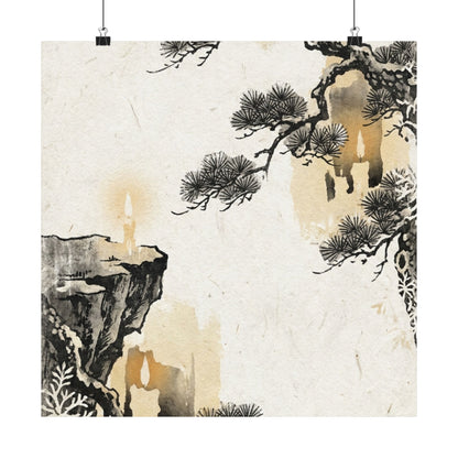 Ma Pine Tree Wall Art Print - Japandi Japanese Pattern