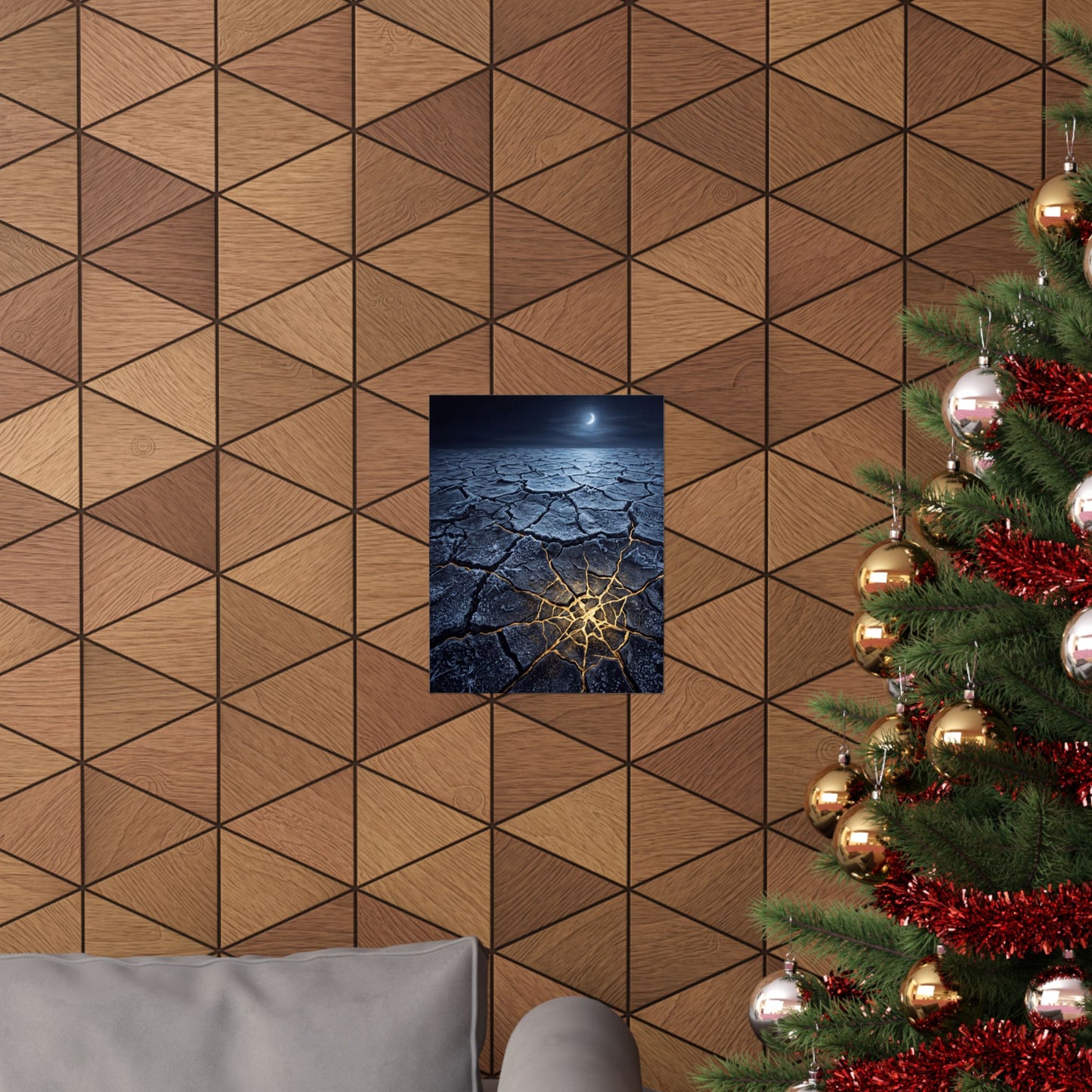 Artful Cracked Earth Wall Art Print - Gold Vein Kintsugi