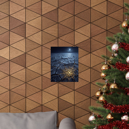 Artful Cracked Earth Wall Art Print - Gold Vein Kintsugi