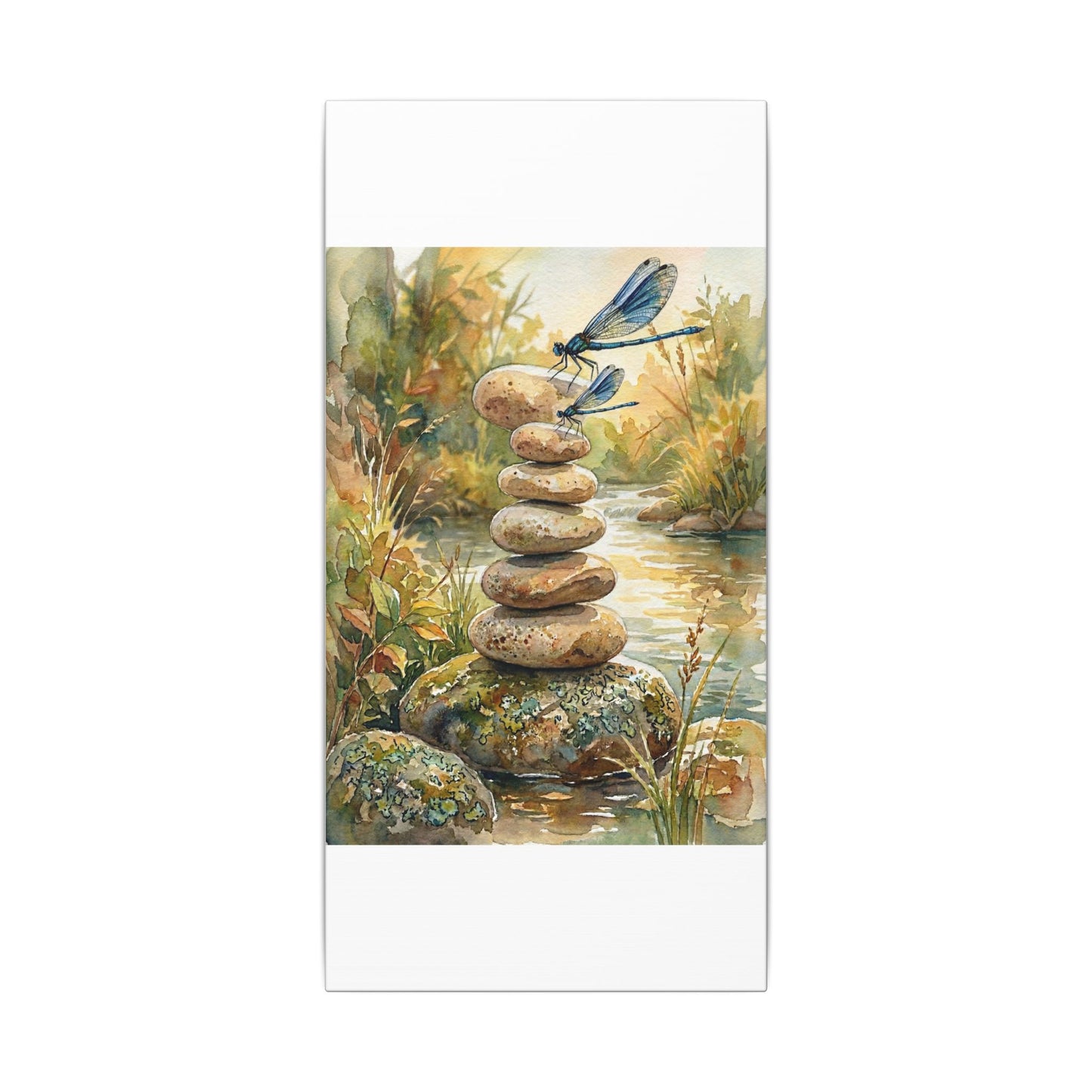 River Stones Summer Canvas Art | Japandi Cozy Design