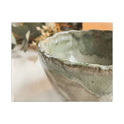 Ceramic Bowl Canvas Art | Summer Japandi Watercolor Art Art Print