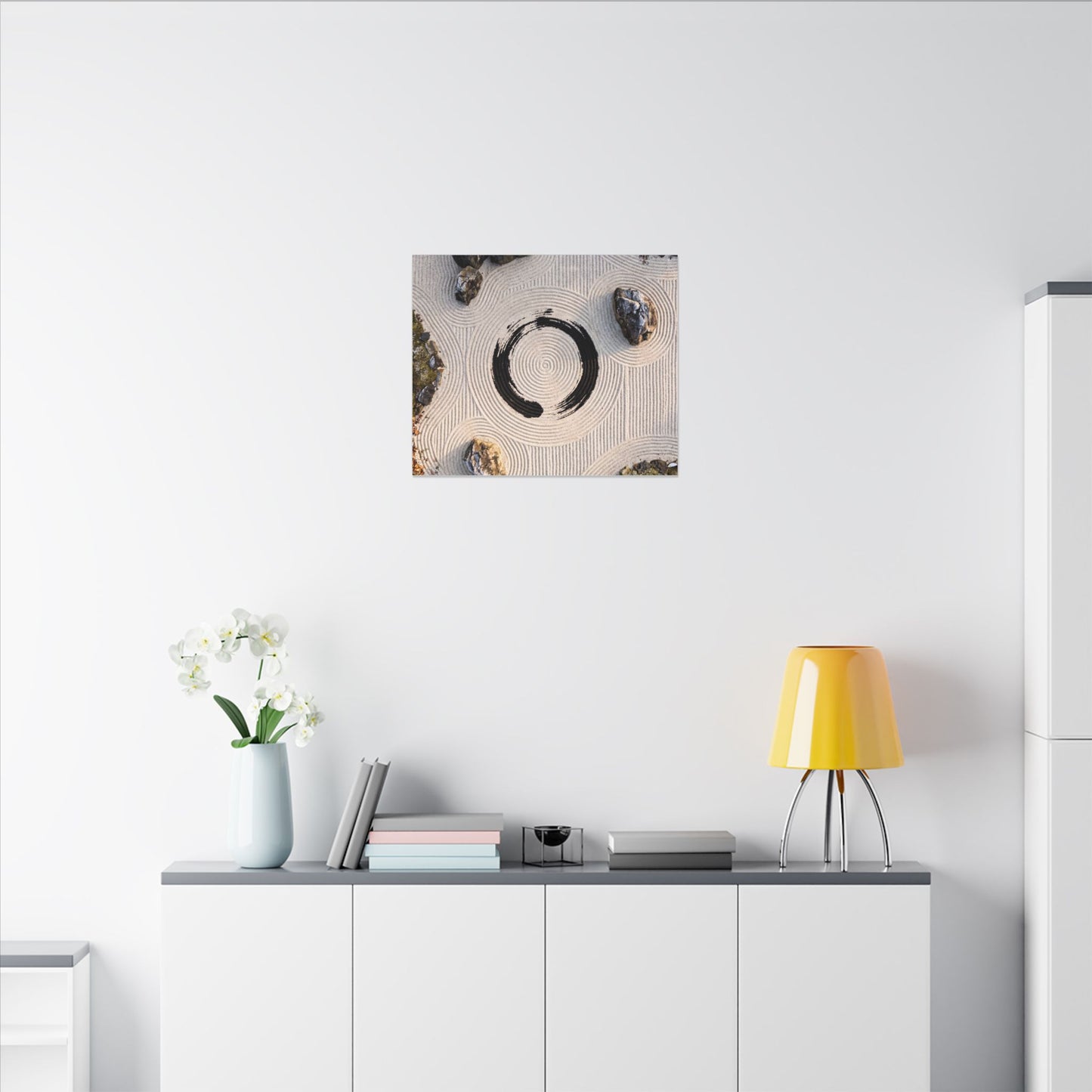 Rock Garden Canvas Art | Winter Zen Enso Art