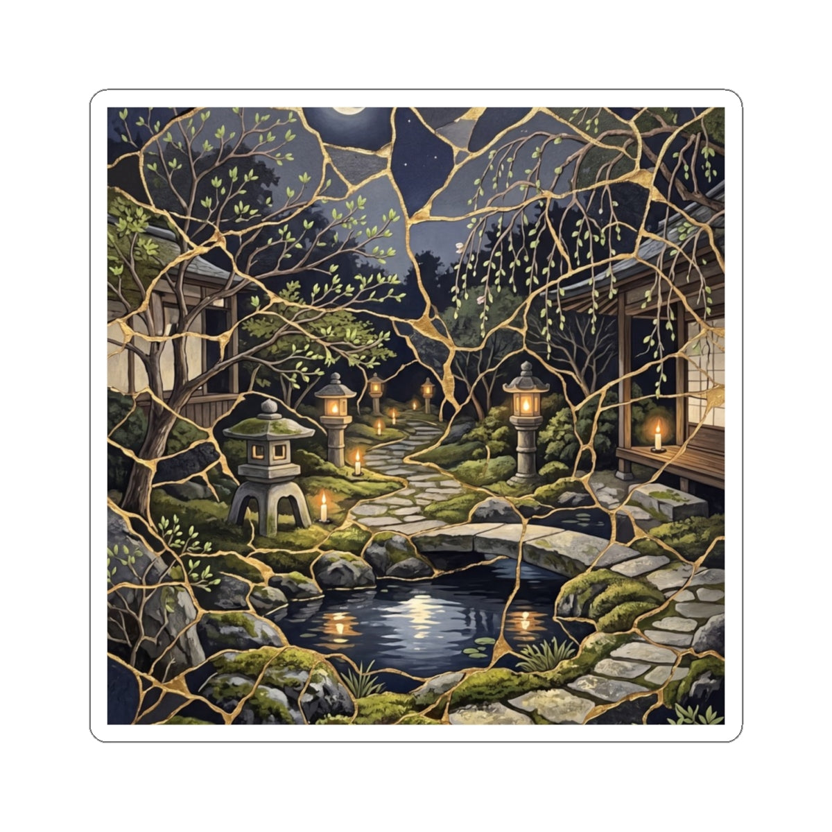 Candlelight Moonlit Garden Sticker - Kintsugi Shibui