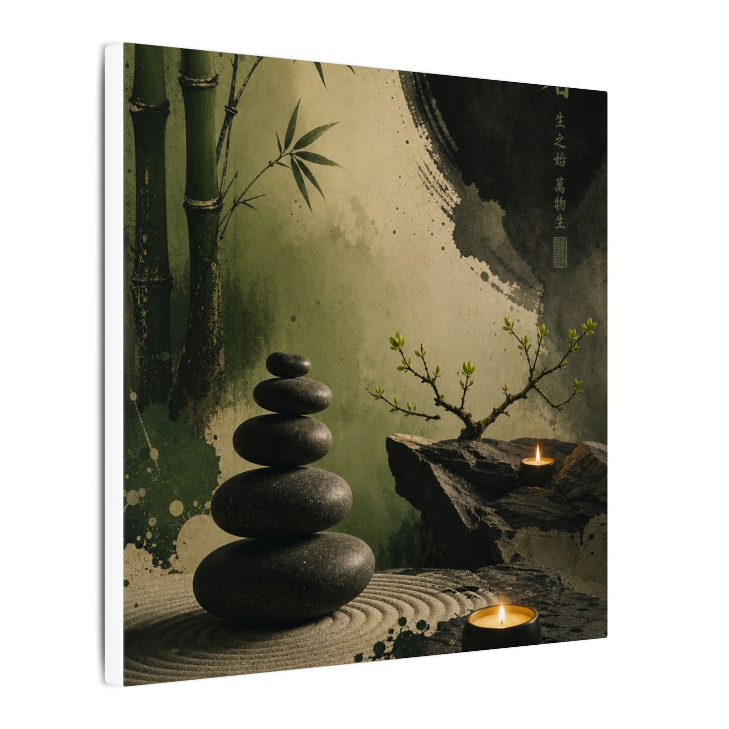 River Stones Spring Canvas Art | Zen Contemplative Design
