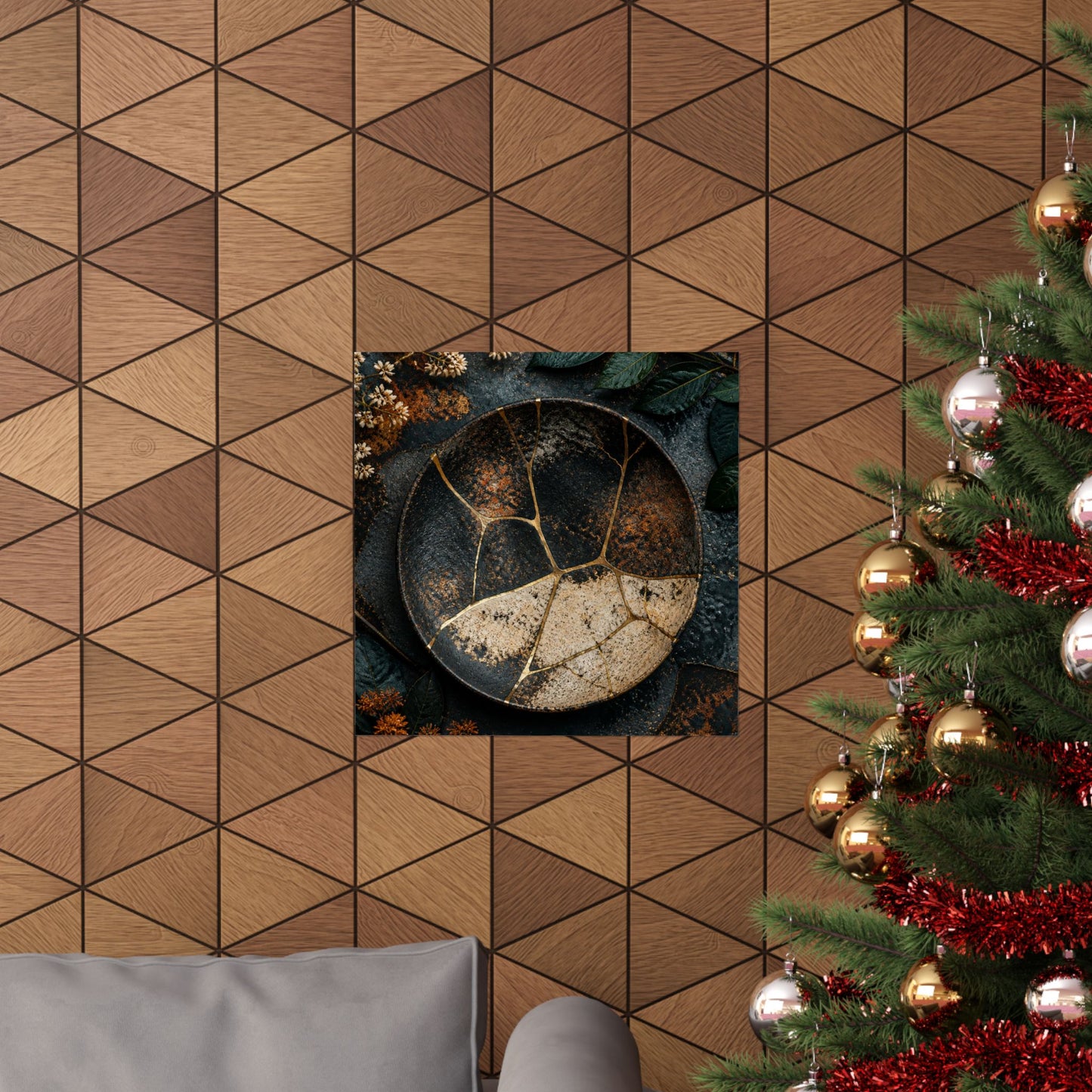 Kintsugi Rust Patina in Dawn | Gold Repair Wall Art Print