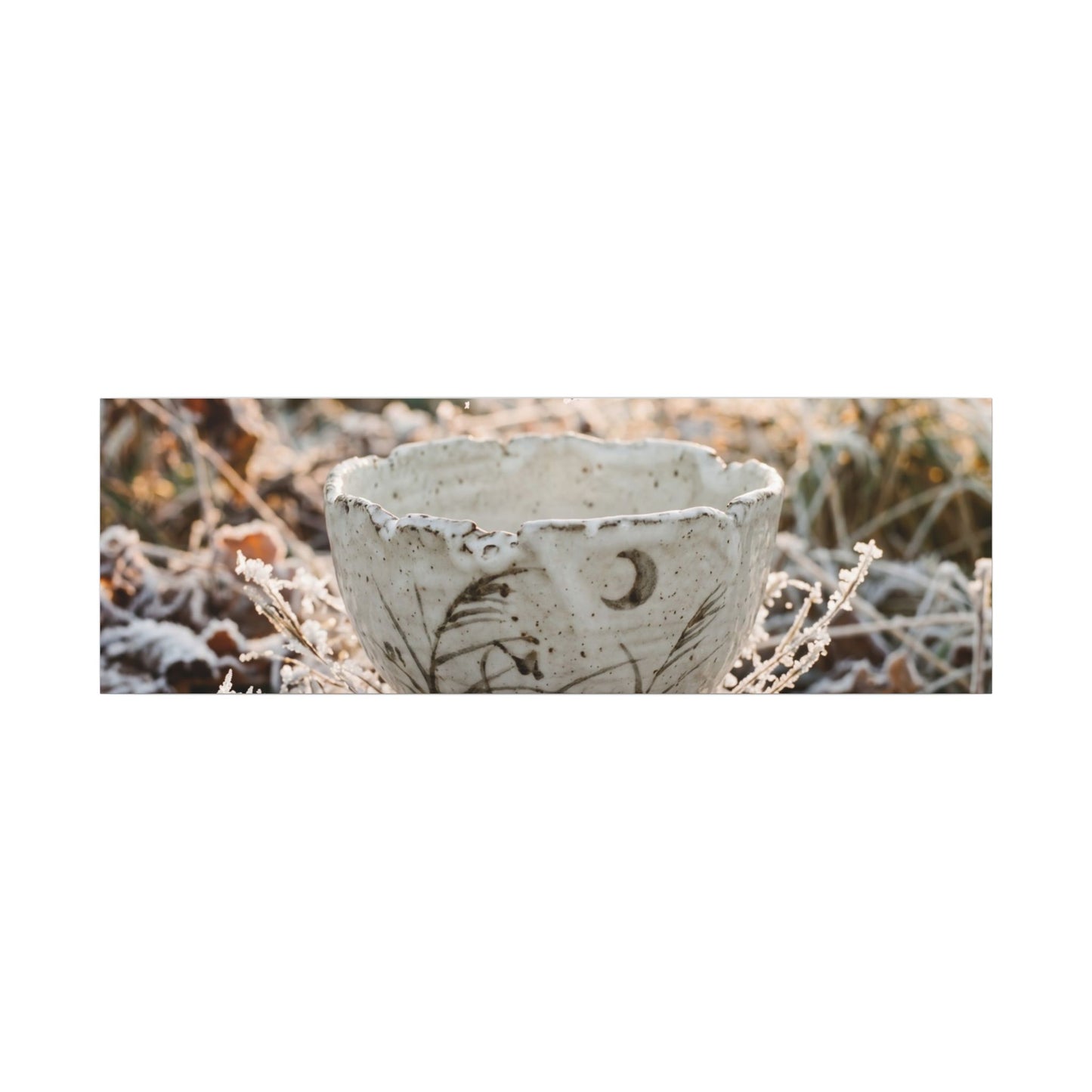 Japandi Ceramic Bowl in Golden Hour | Japanese Pattern Canvas Art