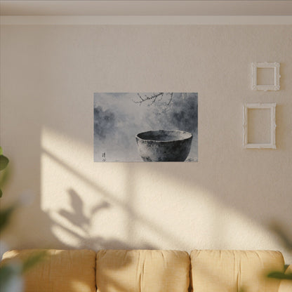 Seijaku Ceramic Bowl Canvas Art - Zen Sumi E