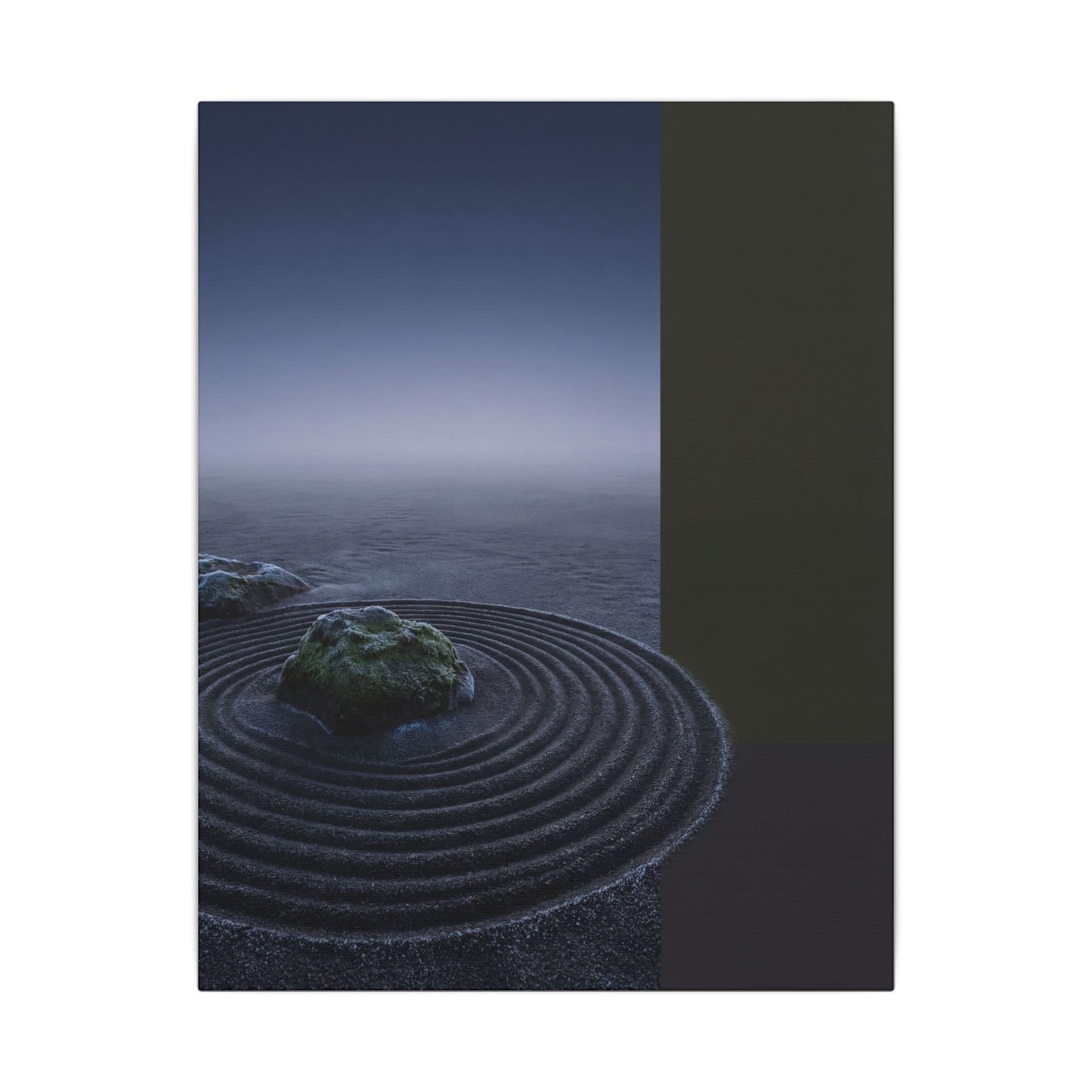 Ma Rock Garden Canvas Art - Dark Japandi Moody Minimal