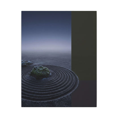 Ma Rock Garden Canvas Art - Dark Japandi Moody Minimal