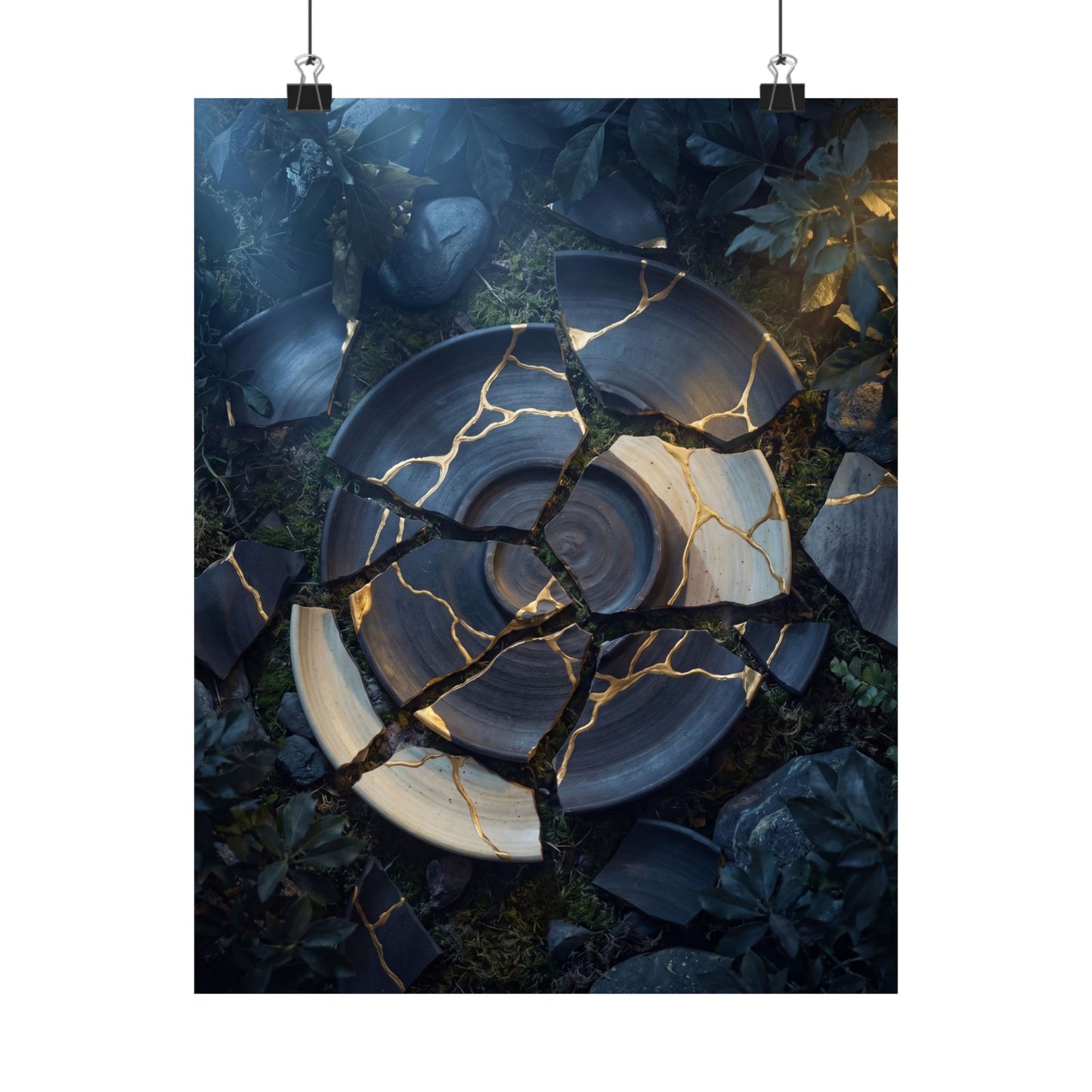 Summer Broken Pottery Gold Vein Wall Art Print | Philosophical Decor Art Print