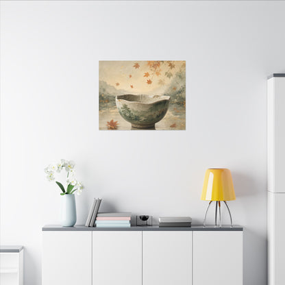 Autumn Ceramic Bowl Watercolor Canvas Art | Cozy Decor