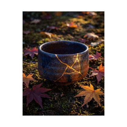 Moonlit Garden Wall Art Print | Autumn Kintsugi Gold Repair Art