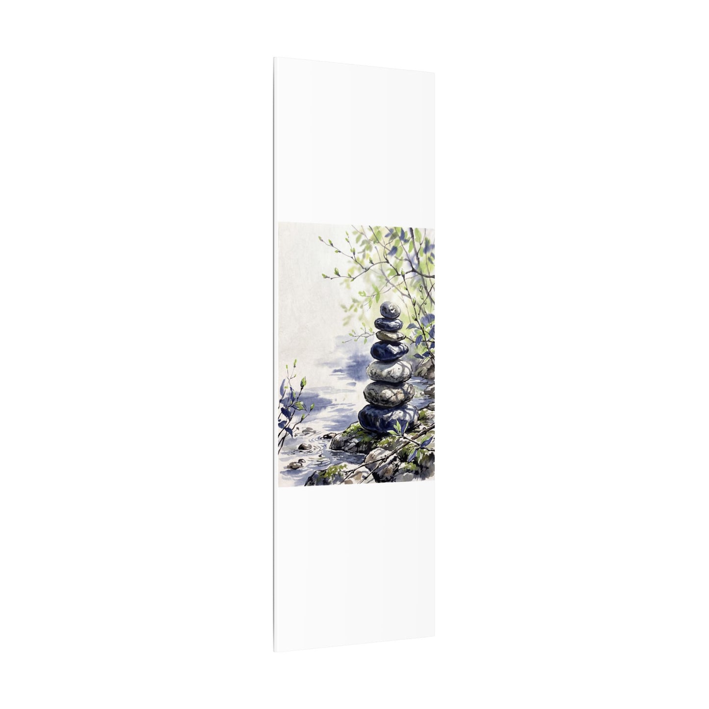 River Stones Sumi E Canvas Art | Serene Zen Art