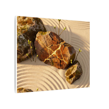 Kanso Rock Garden Canvas Art - Kintsugi Crackle Gold