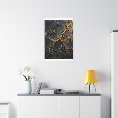 Cracked Earth Spring Canvas Art | Dark Japandi Atmospheric Design
