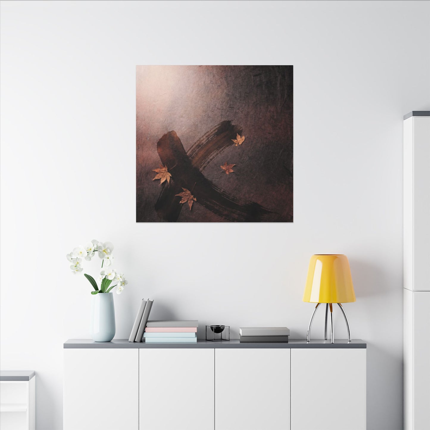 Moody Ink Brushstroke Canvas Art - Moody Minimal Dark Japandi