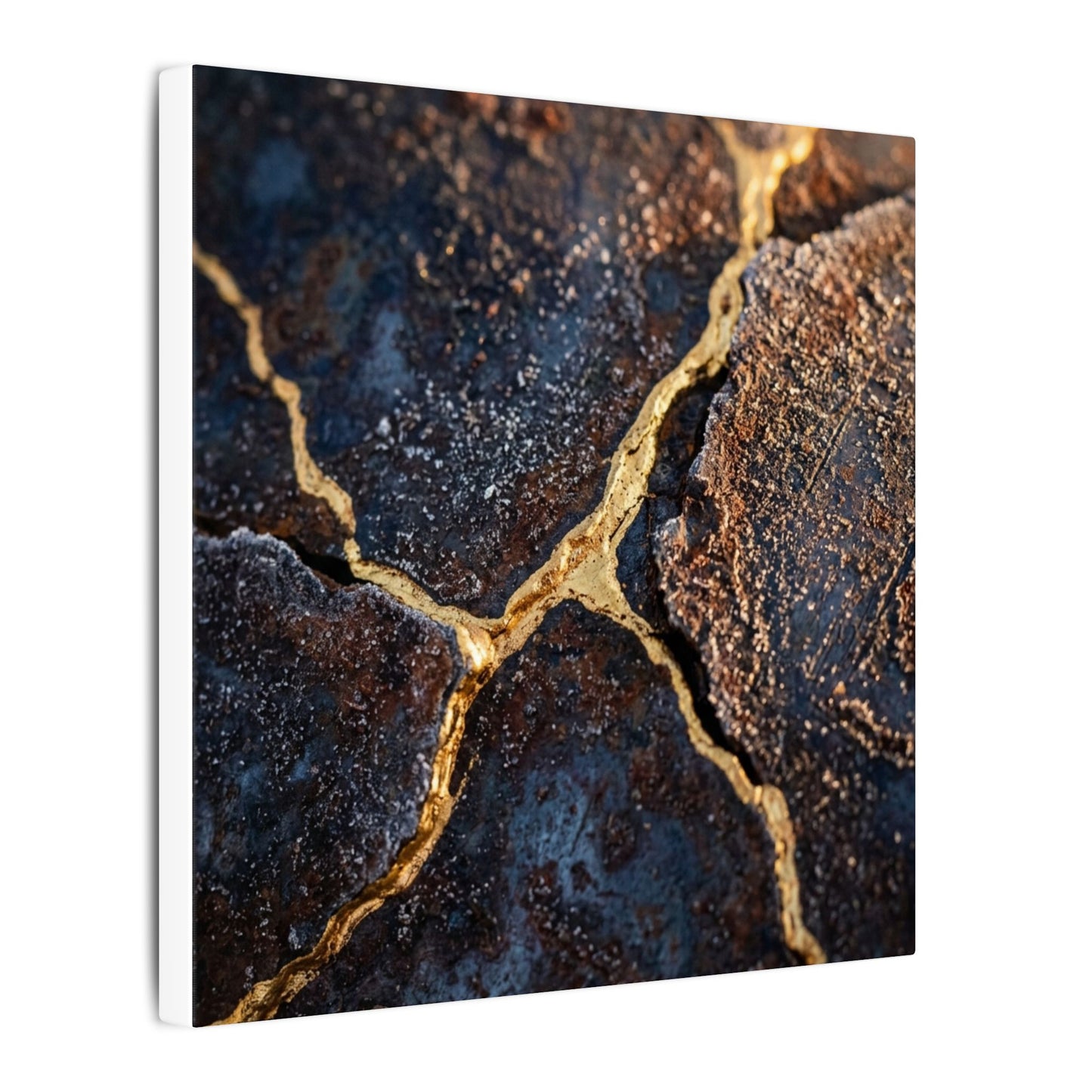 Winter Rust Patina Gold Vein Canvas Art | Resilient Decor