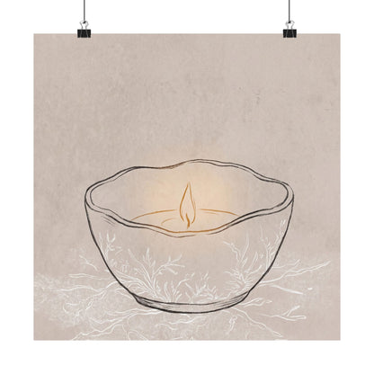 Ceramic Bowl Winter Wall Art Print | Japandi Warm Design