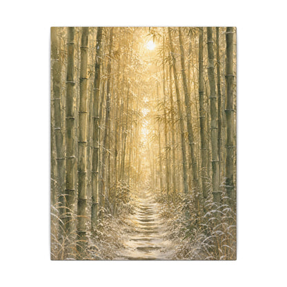 Bamboo Grove Winter Canvas Art | Japandi Elegant Design