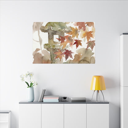 Stone Lantern Watercolor Canvas Art | Earthy Japandi Art
