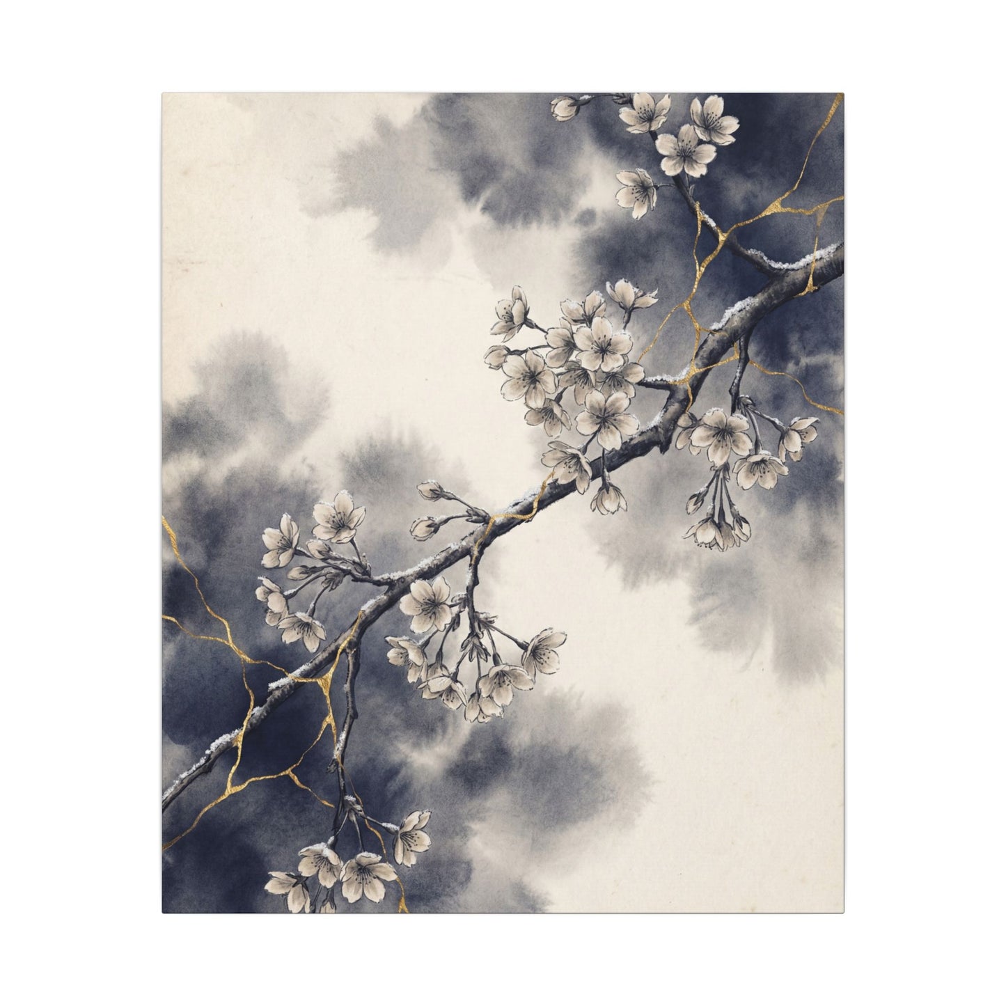 Ma Cherry Blossom Canvas Art - Kintsugi Gold Vein