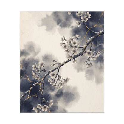 Ma Cherry Blossom Canvas Art - Kintsugi Gold Vein