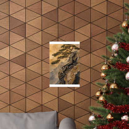 Elegant Pine Tree Wall Art Print - Texture Japandi
