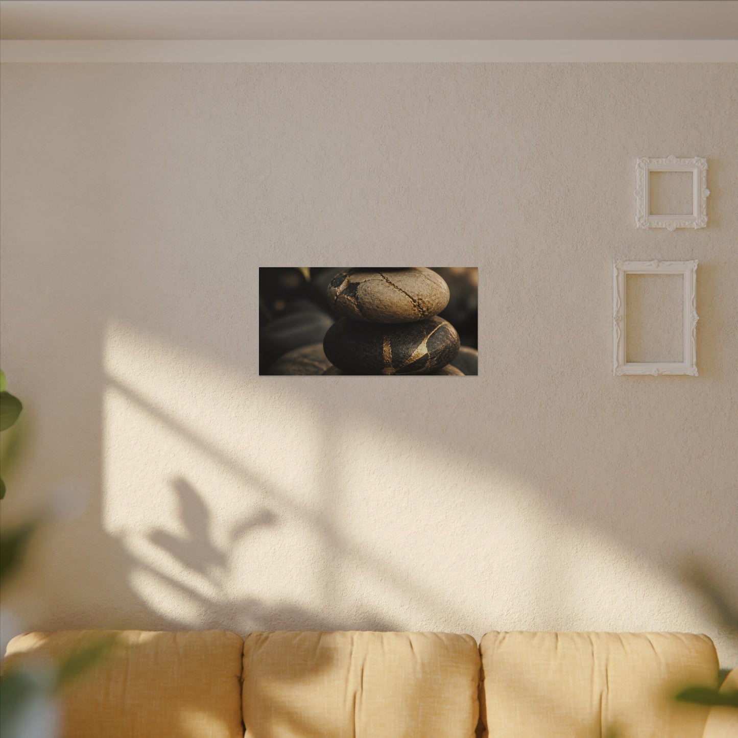 Summer River Stones Broken Beauty Canvas Art | Healing Decor