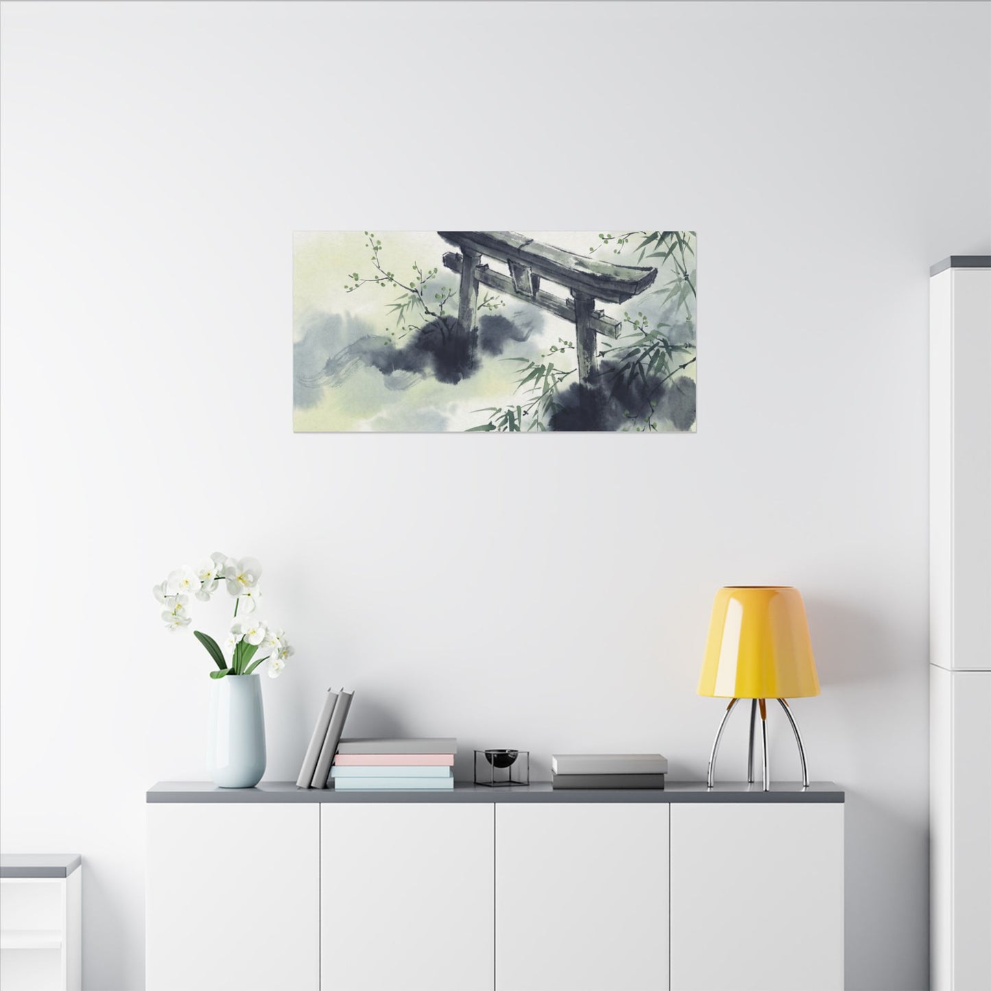 Torii Gate Sumi E Canvas Art | Serene Zen Art