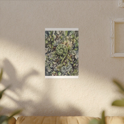 Fern Unfurling Spring Canvas Art | Japandi Neutral Design