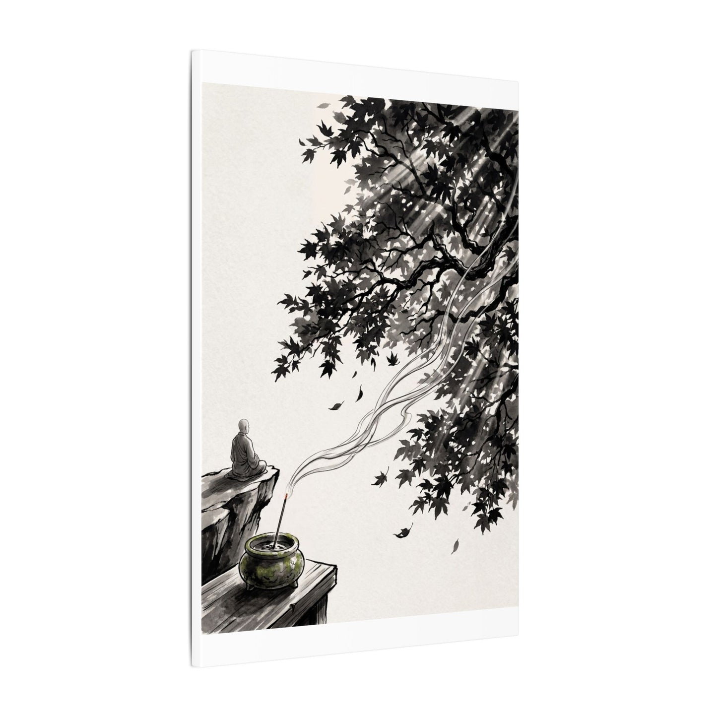 Serene Incense Smoke Canvas Art - Ukiyo E Inspired Zen