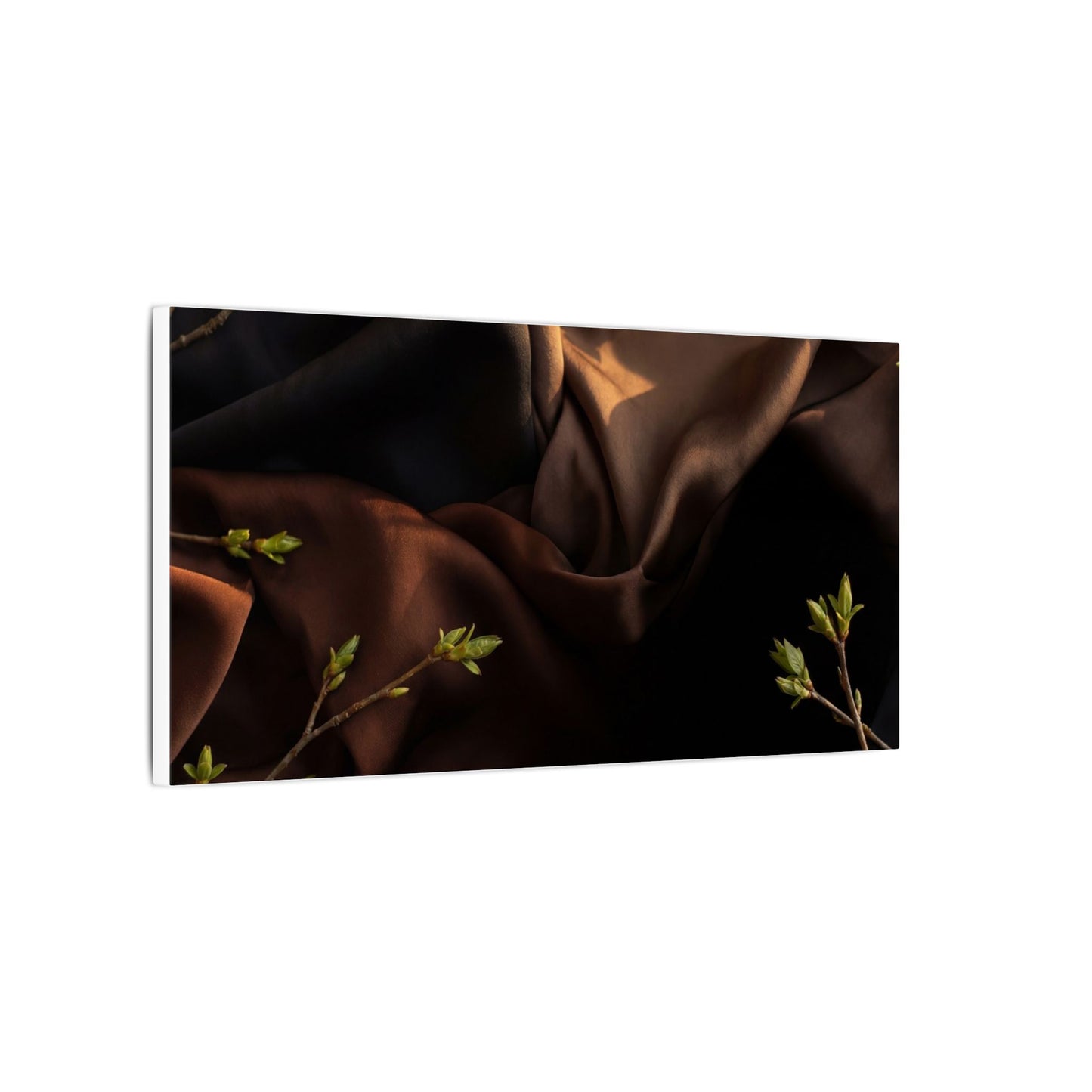 Dark Japandi Silk Drape in Golden Hour | Moody Minimal Canvas Art