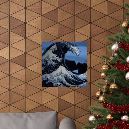 Winter Ocean Wave Gold Repair Wall Art Print | Resilient Decor