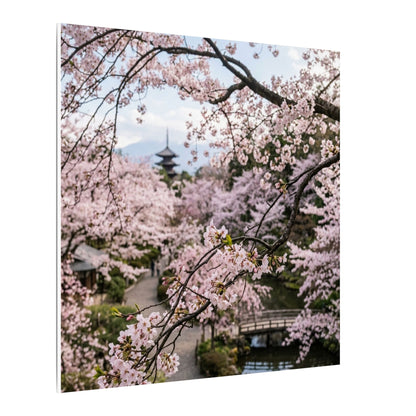 Cherry Blossom Winter Canvas Art | Dark Japandi Luxurious Design