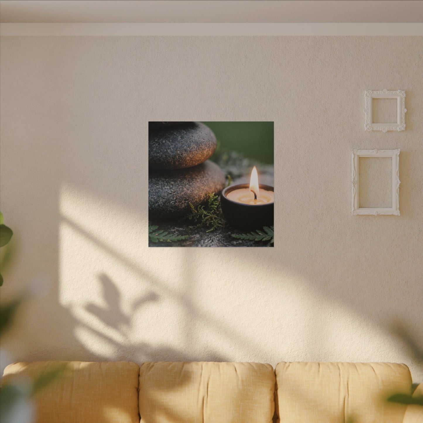 Warm River Stones Canvas Art - Japanese Pattern Japandi
