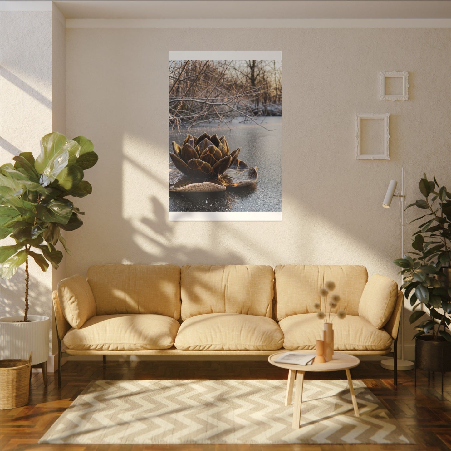 Lotus Flower Gold Repair Canvas Art | Beautiful Kintsugi Art