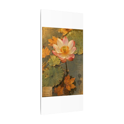 Autumn Lotus Flower Herbarium Canvas Art | Rustic Decor